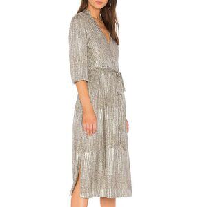 Alice + Olivia, Katina Silver Knit Wrap Dress, Size 2